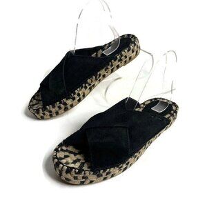 FREE PEOPLE Women's Black Suede Straps Sandal Espadrille Slides SZ: 7/…